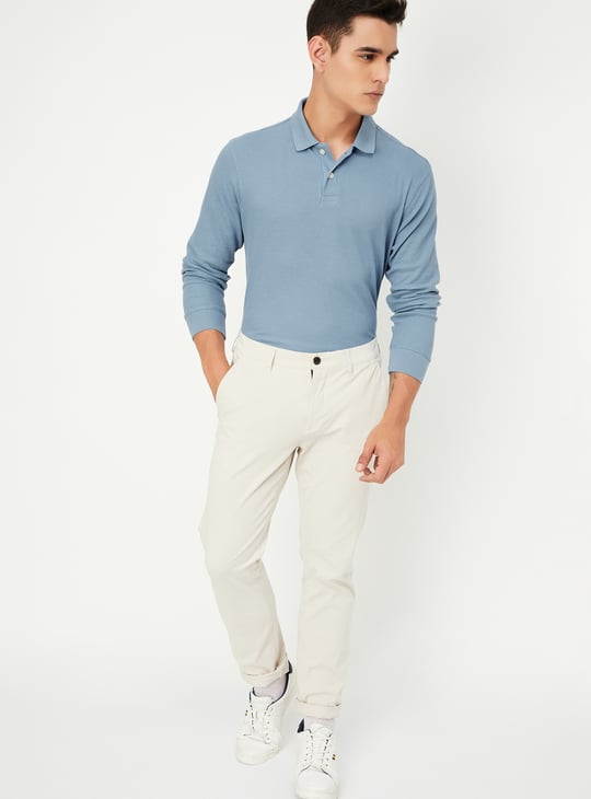 Men Knitted Full Sleeves Polo T-shirt