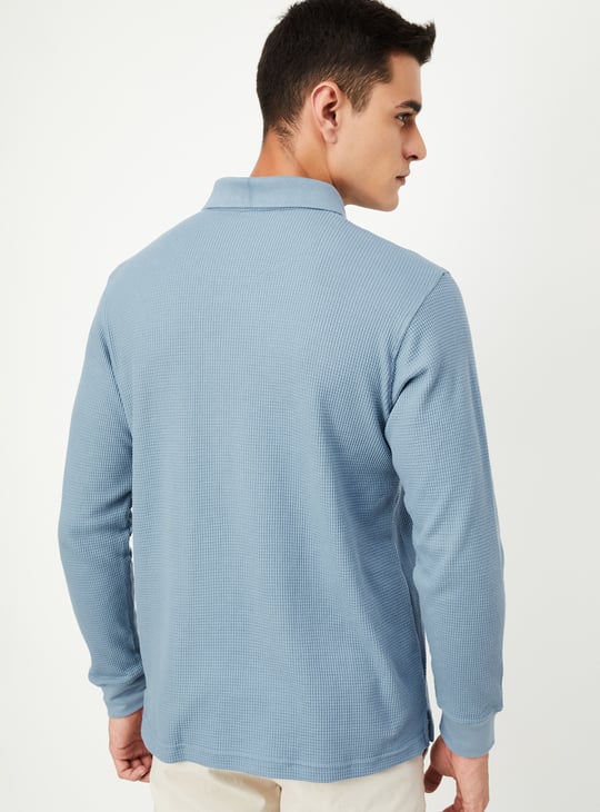 Men Knitted Full Sleeves Polo T-shirt