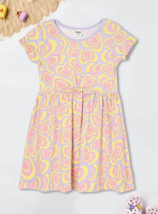 Girls Printed Fit & Flare Dress