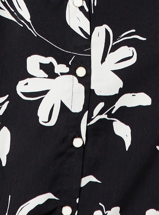 Women Printed Belted Shirt Dress