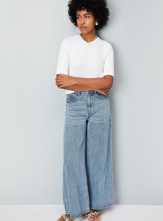 Women Rib Knit Top | White | Ribbed