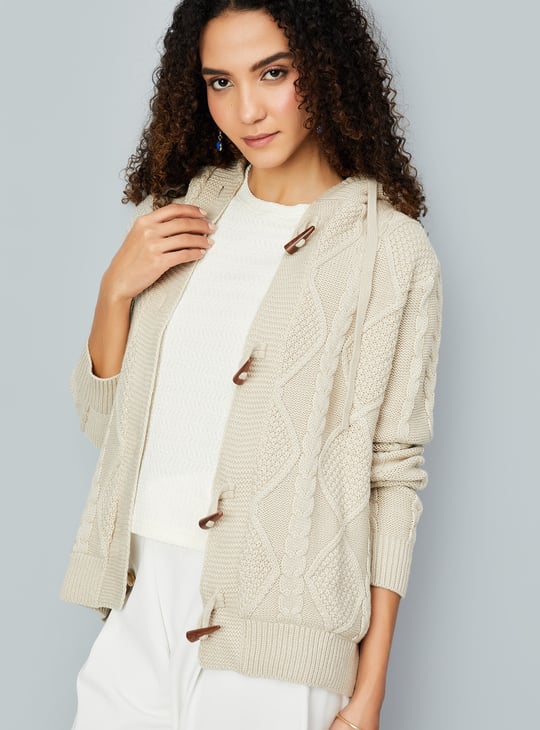 Women Knitted Hooded Cardigan