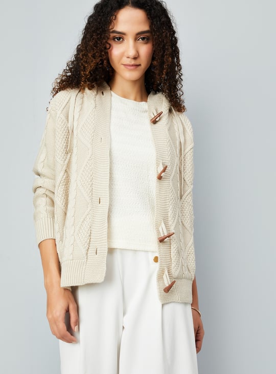 Women Knitted Hooded Cardigan