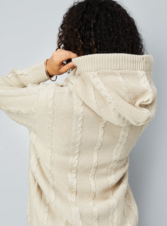 Women Knitted Hooded Cardigan