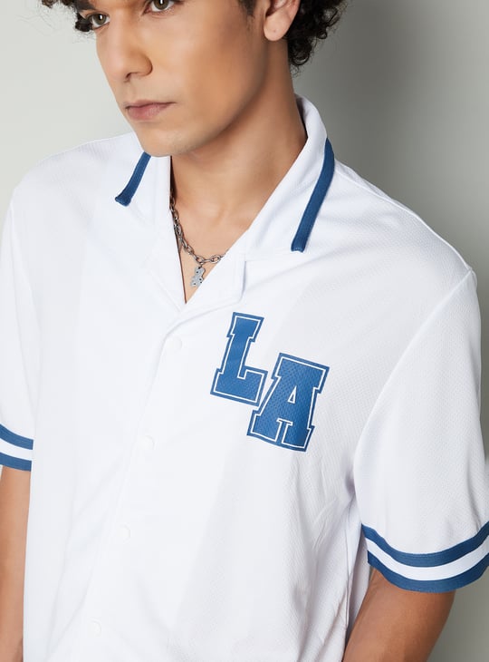 Men Relaxed Fit Resort Shirt with Striped Trim