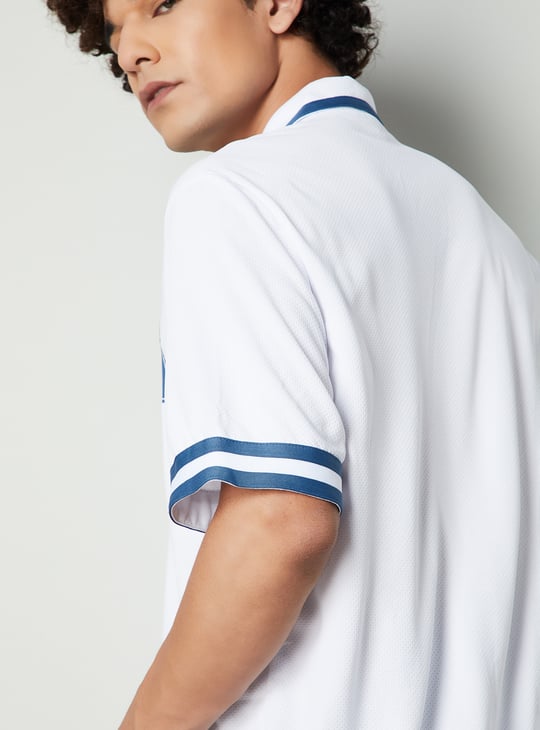 Men Relaxed Fit Resort Shirt with Striped Trim