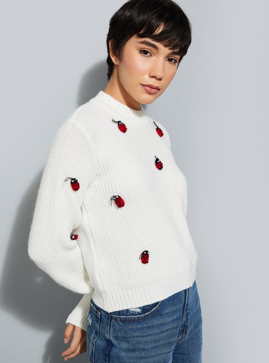 URB_N Women Bug Crochet Sweater