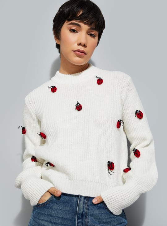 URB_N Women Bug Crochet Sweater