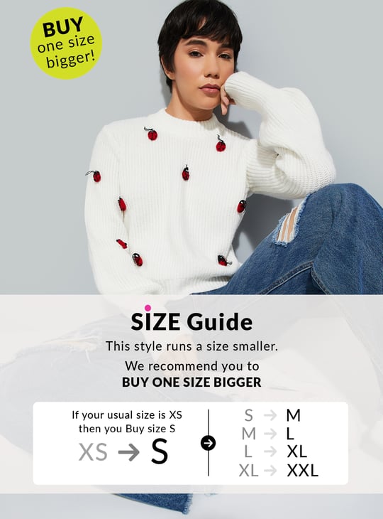 URB_N Women Bug Crochet Sweater