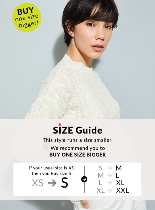 URB_N  Women Cable Knit Crop Sweater