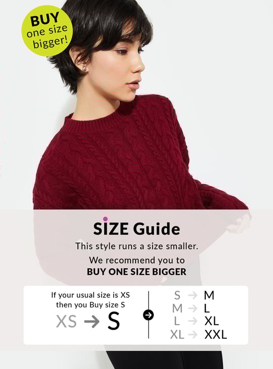 URB_N  Women Cable Knit Crop Sweater