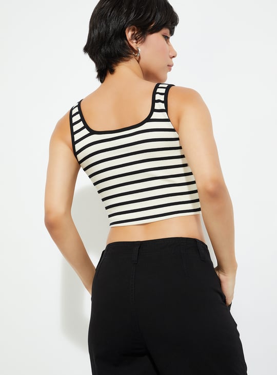 URB_N Women Striped Crop Tank Top