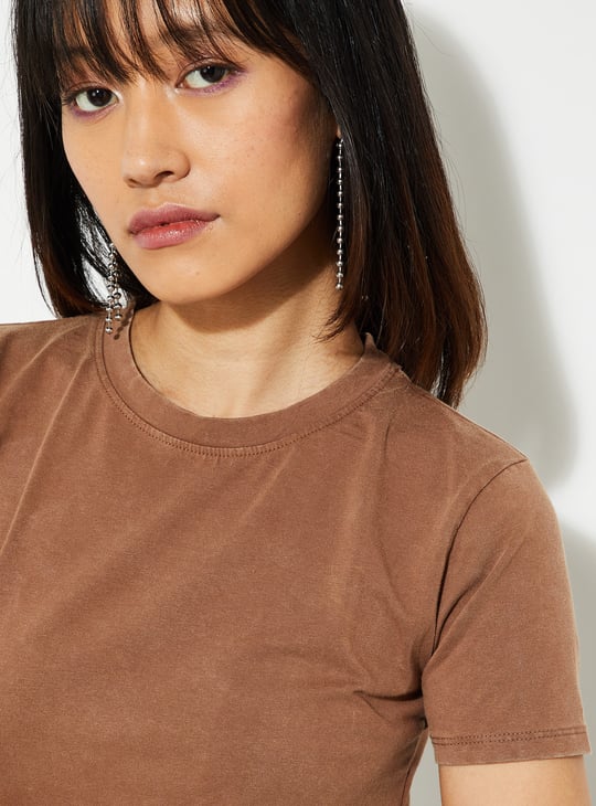 URB_N Women Ruched Crop T-shirt