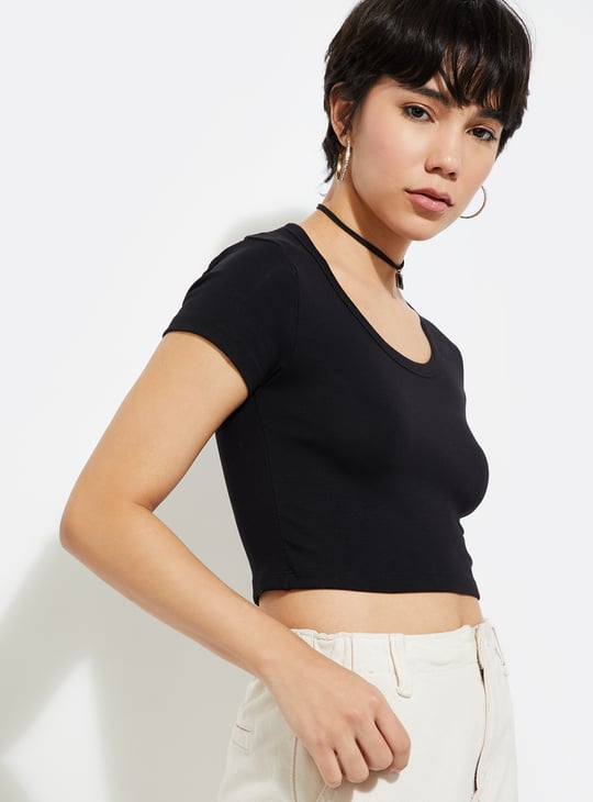 URB_N Women Solid Crop T-shirt