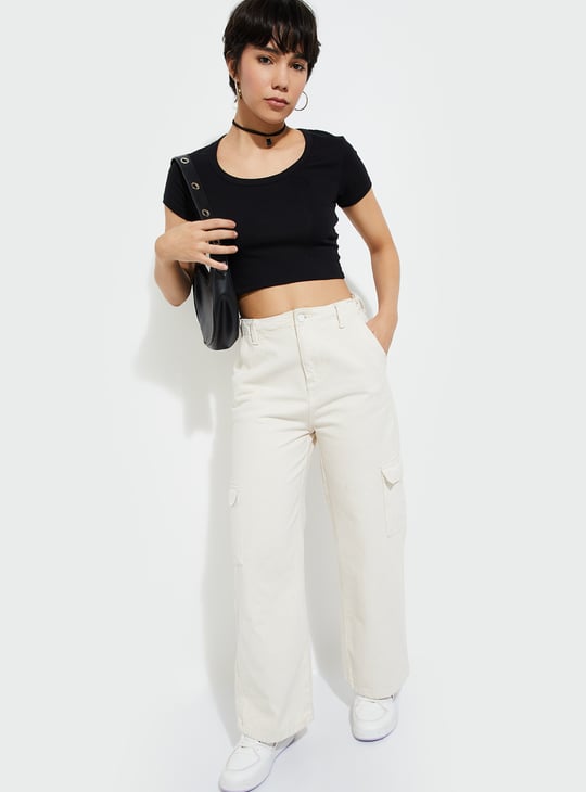 URB_N Women Solid Crop T-shirt