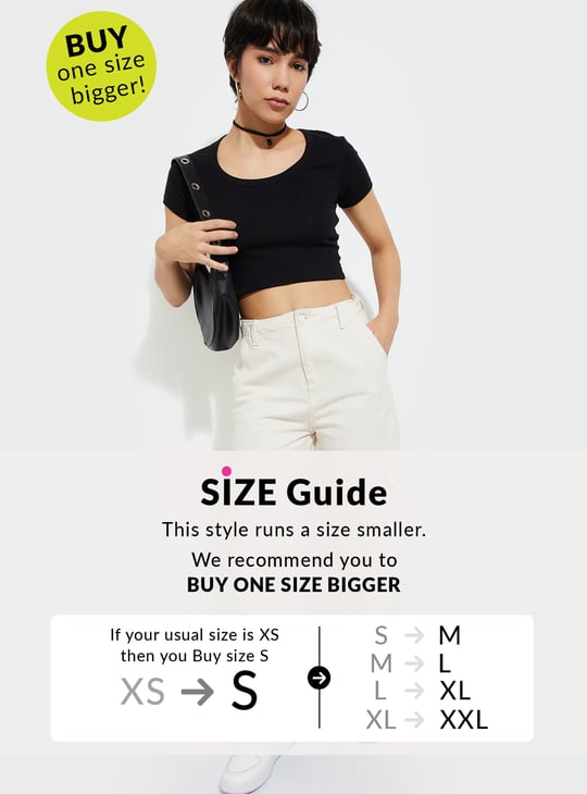 Buy URB_N Women Solid Crop T-shirt Online at just Rs. 399.0