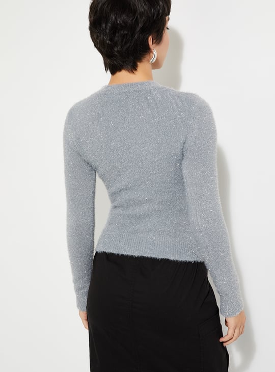 URB_N Women Metallic Cut-Out Sweater