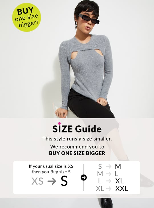 URB_N Women Metallic Cut-Out Sweater