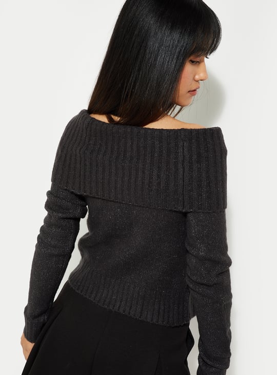 Beige Off-Shoulder Pullover thetoe Friedrich Off-shoulder Sweater