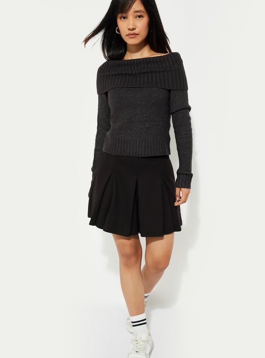 URB_N Women Off-Shoulder Sweater | Grey | Sweaters