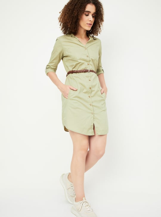 Women Solid Belted Tunic