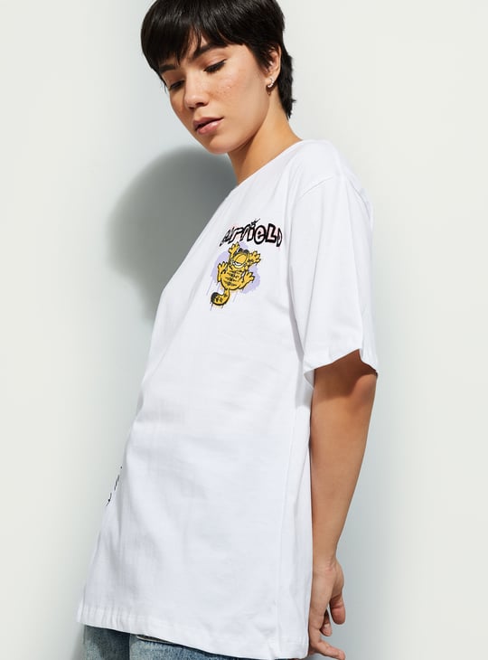 URB_N Women Garfield Print Boxy T-shirt