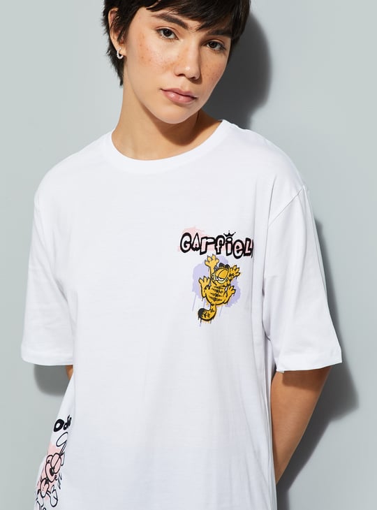URB_N Women Garfield Print Boxy T-shirt