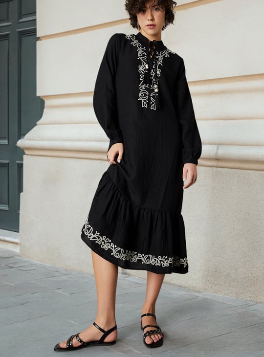 Women Embroidered Midi Dress