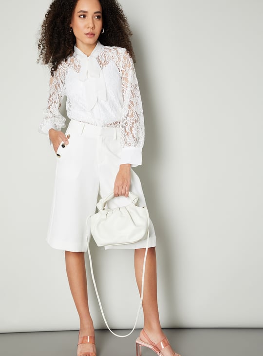 Women Lace Pussybow Blouse