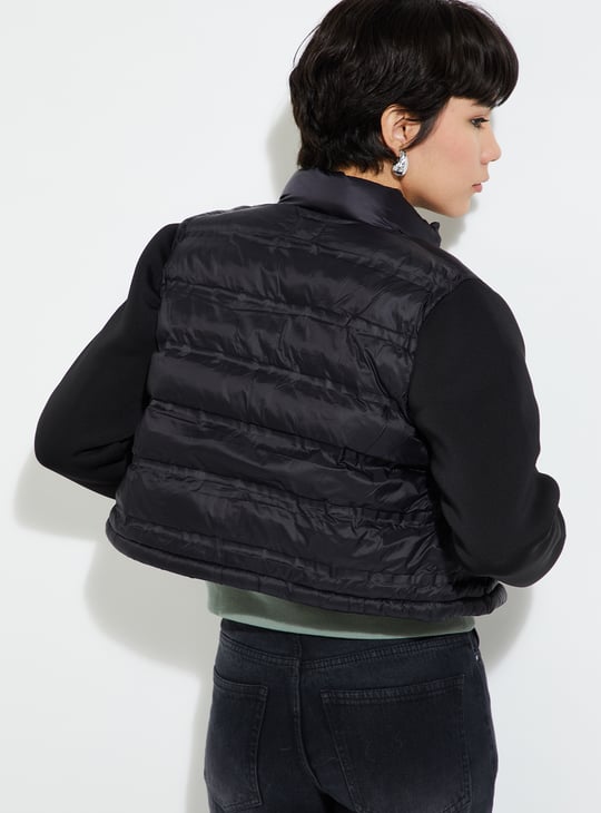 URB_N Women Puffer Jacket with Scuba Sleeves