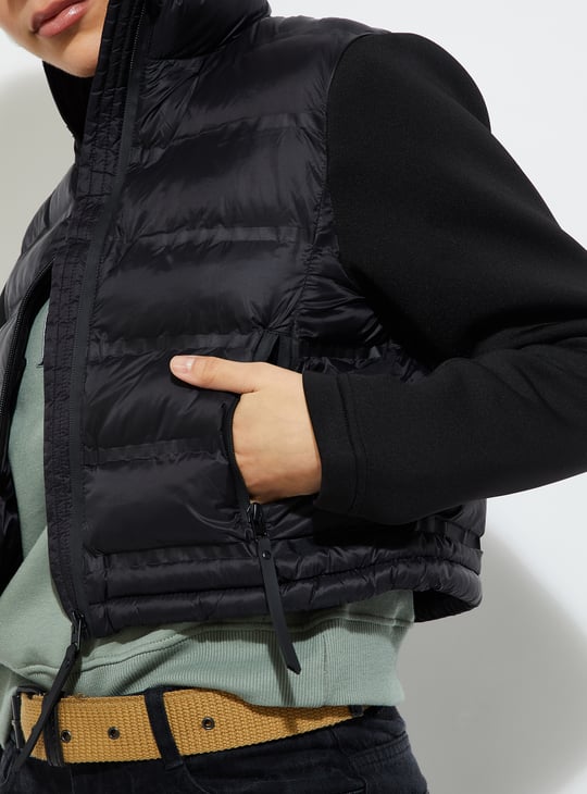 URB_N Women Puffer Jacket with Scuba Sleeves