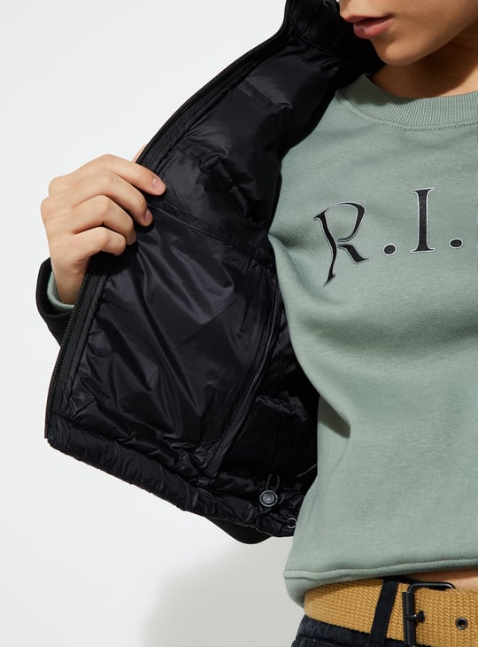 URB_N Women Puffer Jacket with Scuba Sleeves