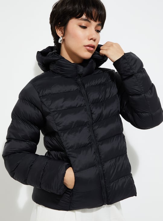 URB_N Women Quilted Puffer Jacket with Hood