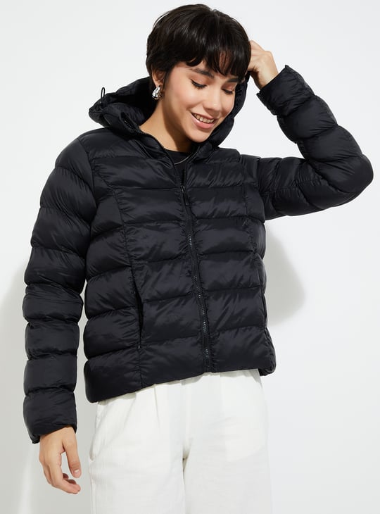 URB_N Women Quilted Puffer Jacket with Hood