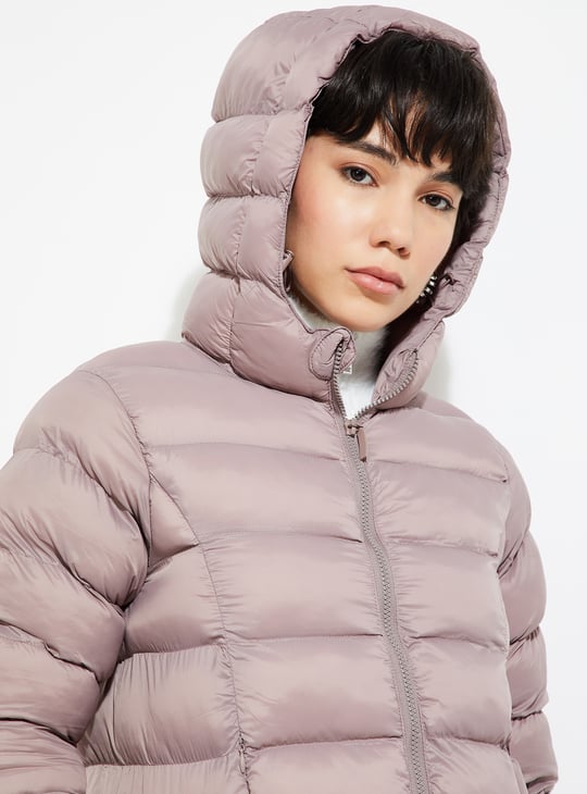 URB_N Women Quilted Puffer Jacket with Hood