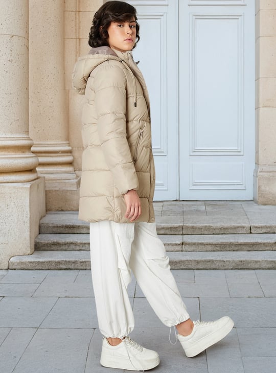 Beige Puffer Long Coat Women Women Quilted Long Puffer Jacket With