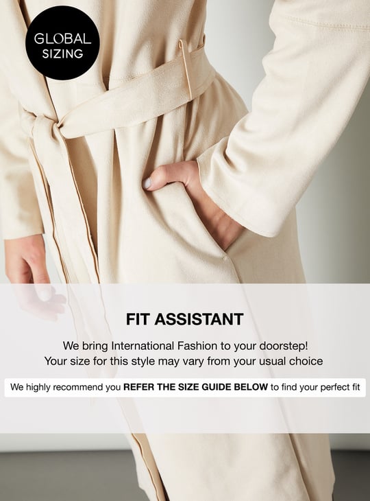 Women Solid Belted Trench Coat