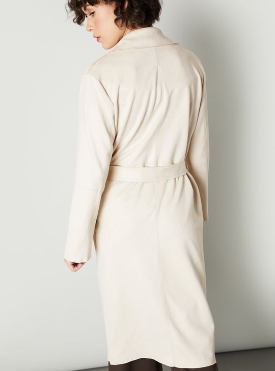 Women Solid Belted Trench Coat