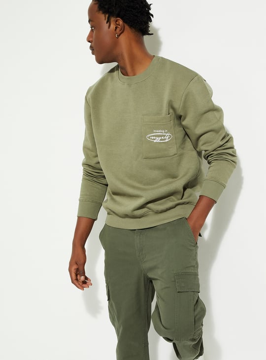 URB_N Men Printed Pocket Sweatshirt