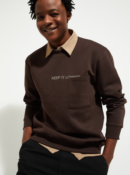 URB_N Men Chest Pocket Sweatshirt | Brown | Solid