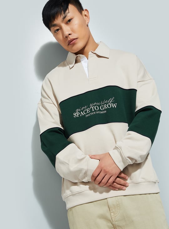 URB_N Men Oversized Colourblocked Sweatshirt