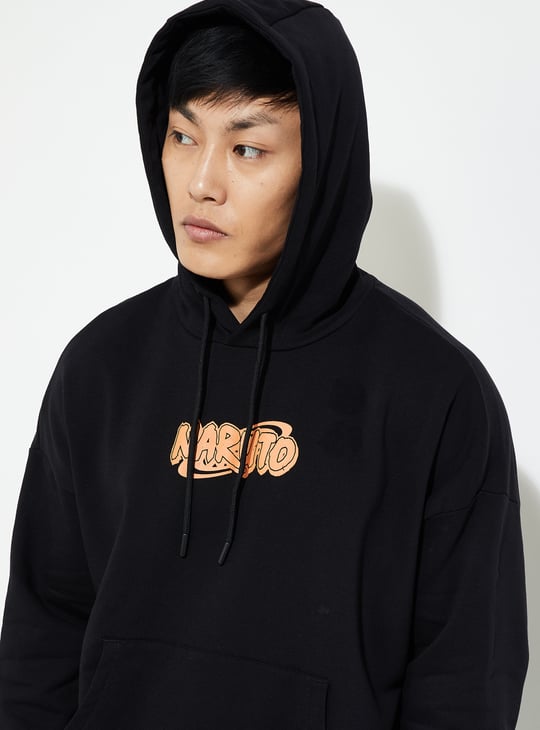 URB_N Men Oversized Naruto Printed Sweatshirt | Black | Printed