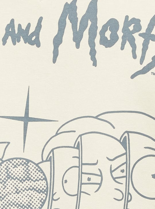 URB_N Men Rick & Morty Print Oversized Hooded Sweatshirt