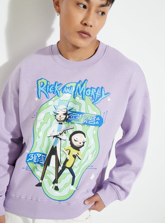 URB N Men Oversized Rick Morty Sweatshirt Printed