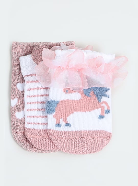 Girls Assorted No-Show Socks - Pack of 3