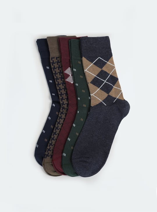 Men Assorted Crew Length  Formal Socks - Pack of 5