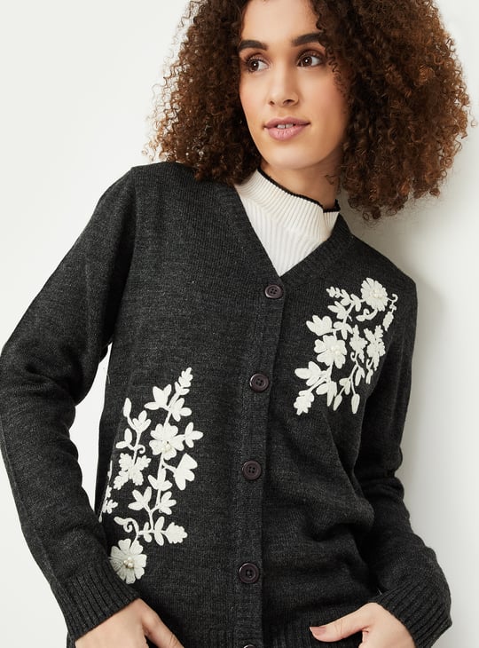 Women Floral Embroidered Cardigan