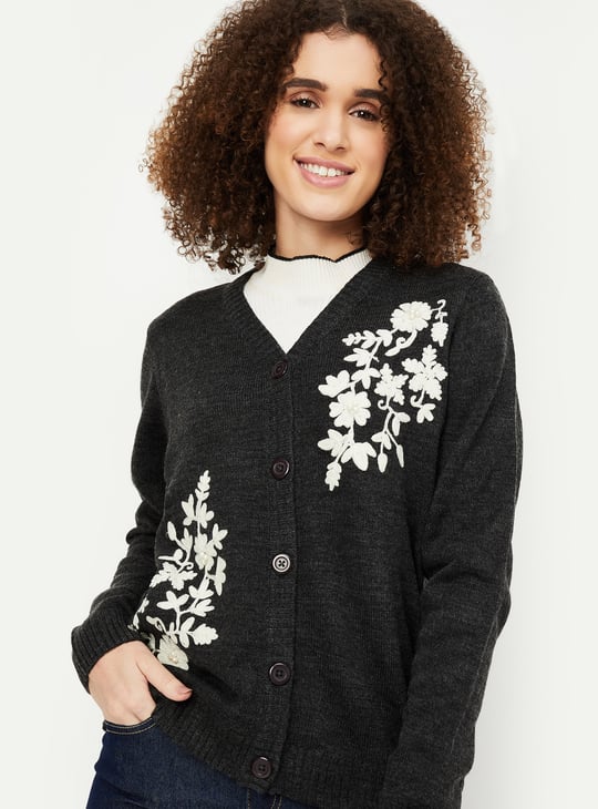 Women Floral Embroidered Cardigan