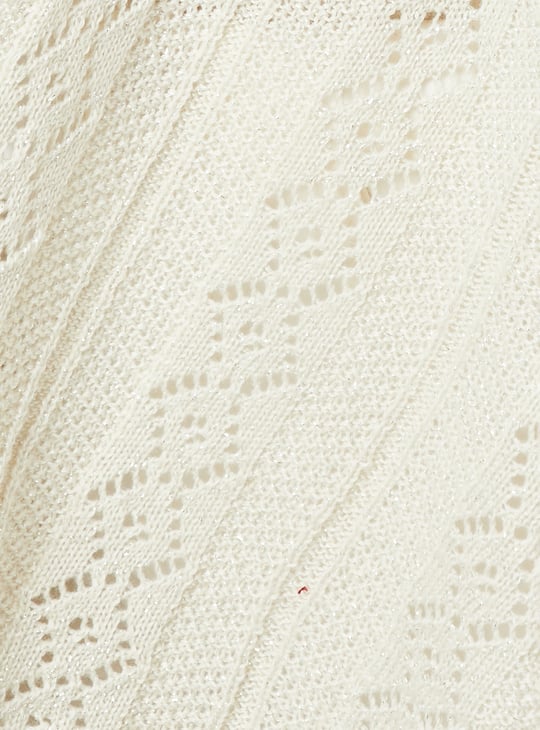 Women Pointelle Knit Waterfall Shrug