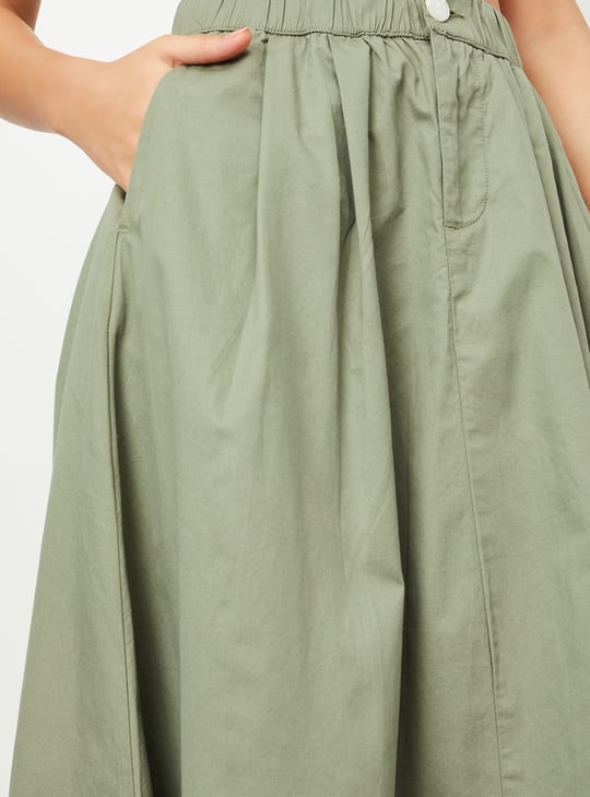 Women Solid A-Line Midi Skirt